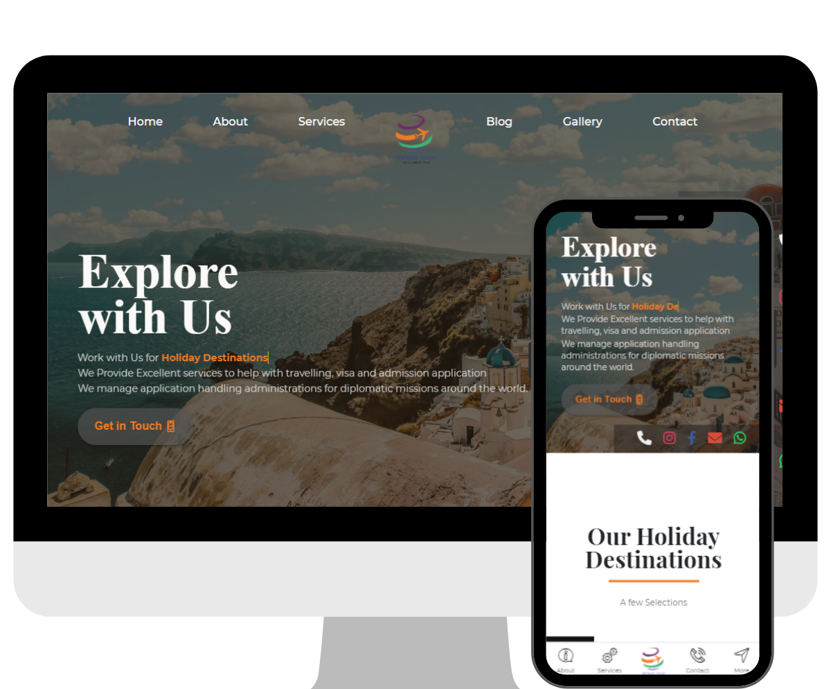 Wizygbe Tours home page on desktop and mobile